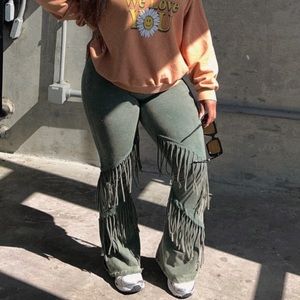 Fringe yoga pants